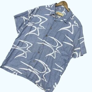 Vintage Quiksilver Linen Button Up Shirt Mens 2XL Abstract Bird Surf Print Beach